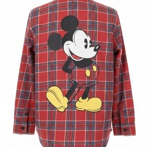 Disney CAKEWORTHY Women's Red Plaid Mickey Mouse Top Size small
